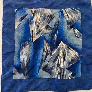 Pocket square Silk handkerchief Blue and Gray  100% Silk Mid Century Modern
